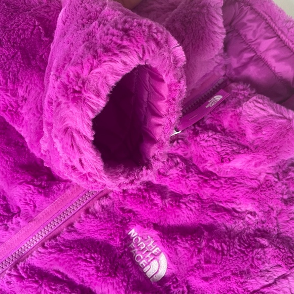 North Face Girls Reversible Mossbud Puffer Fleece Jacket Pink-Purple 14-16 Large - Picture 4 of 4